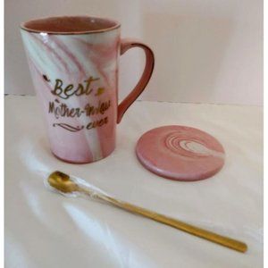 - Mother In Law Coffee Mug Gift Set Pink Marbled Ceramic Gold Trim letter,…